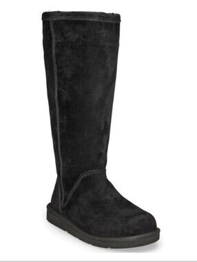 UGG Australia Women 1891 Greenfield Tall Leather Sheepskin Boots Size 7 Black